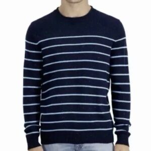 Club Room Men’s Navy Blue Regular Fit Striped Sweater Size XL